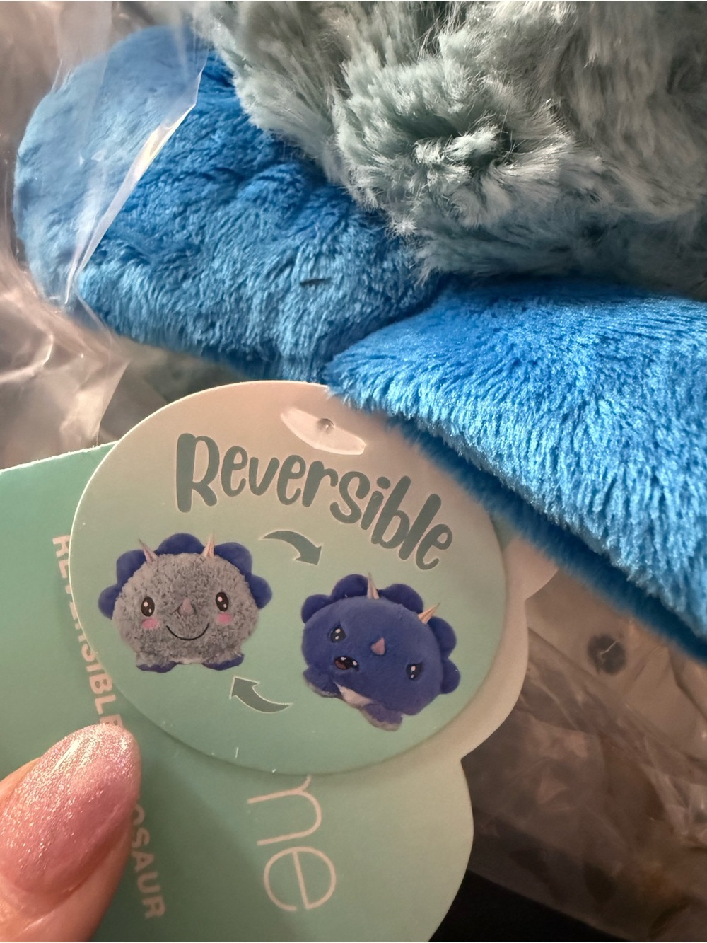 Reversible Plush Dinosaur Headband - Blue, Gray - Source Unknown